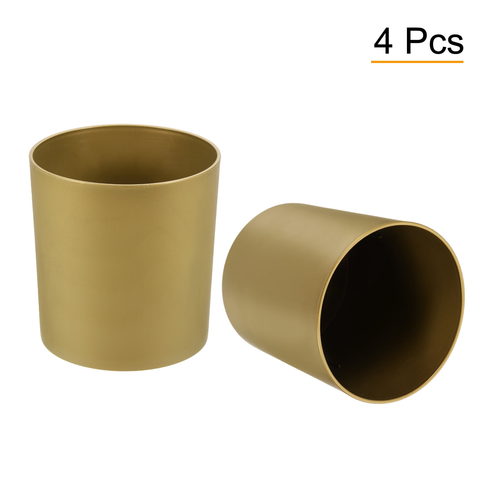 Uxcell 6" Round Plastic Planter Flowerpot Container Indoor Outdoor, Gold 4 Pack