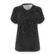 thumbnail image 5 of Camiseta de Base de Impresión de Manga Corta con Cuello en V para las Mujeres, Más Tamaño Estante de Imitación Casual Superior, 5 of 9