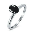 thumbnail image 2 of Natural Black Onyx Yellow Tone Silver Size-10 Minimalist Oval Cathedral Solitaire Ring Wedding Engagement Rings For Women 925 Sterling Silver Gifts For Her, 2 of 6