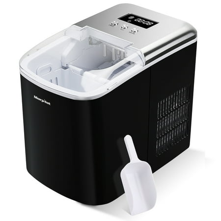 Morpilot Portable Ice Maker Machine for Countertop - Makes 26 lbs of Ice per 24 hours - Ice Cubes ready in 8 Minutes - Electric Ice Making Machine with Ice Scoop and 2.1 lb Ice Storage -