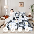 thumbnail image 3 of Homewish Vintage Daisy Floral Twin Comforter Sets,Boho Geometric Art Bedding Set,White Blue,Light Gray Reversible,2pcs,1 Comforter and 1 Pillowcase, 3 of 7