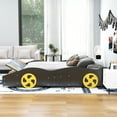 thumbnail image 5 of Euroco Wood Full Size Car-Shaped Platform Bed with Tires, Lower Profile Bed with Storage for Bedroom, Black, 5 of 14
