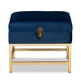 thumbnail image 4 of Skyline Decor Navy Blue Velvet Fabric Upholstered and Gold Finished Metal Small Storage Ottoman, 4 of 10
