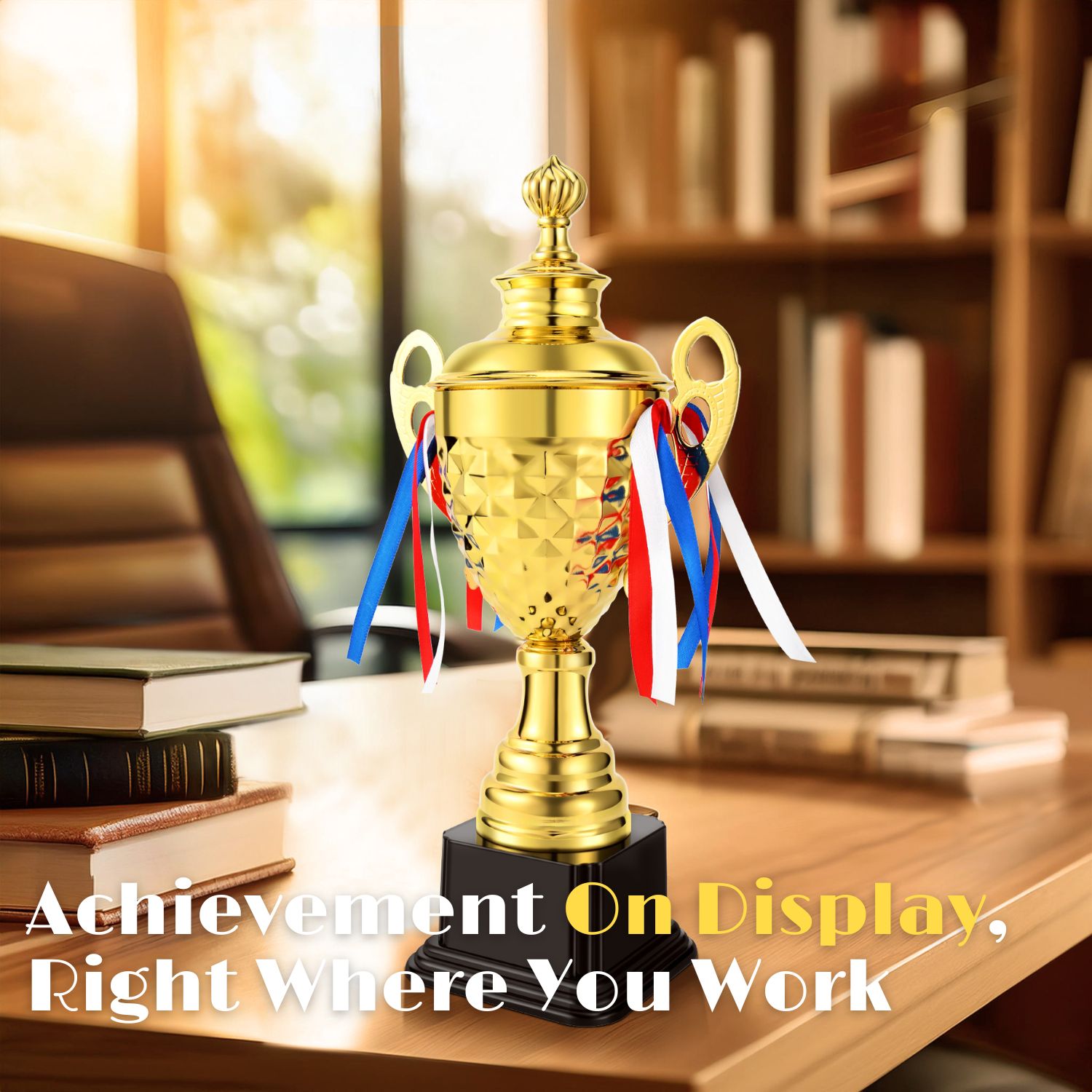 Gold Trophy Award - 14.5 Inch Large Trophy Cup for Awards, Sports, Competitions, Tournaments, & Parties, Perfect Gift for Champion Winners & League Achievements