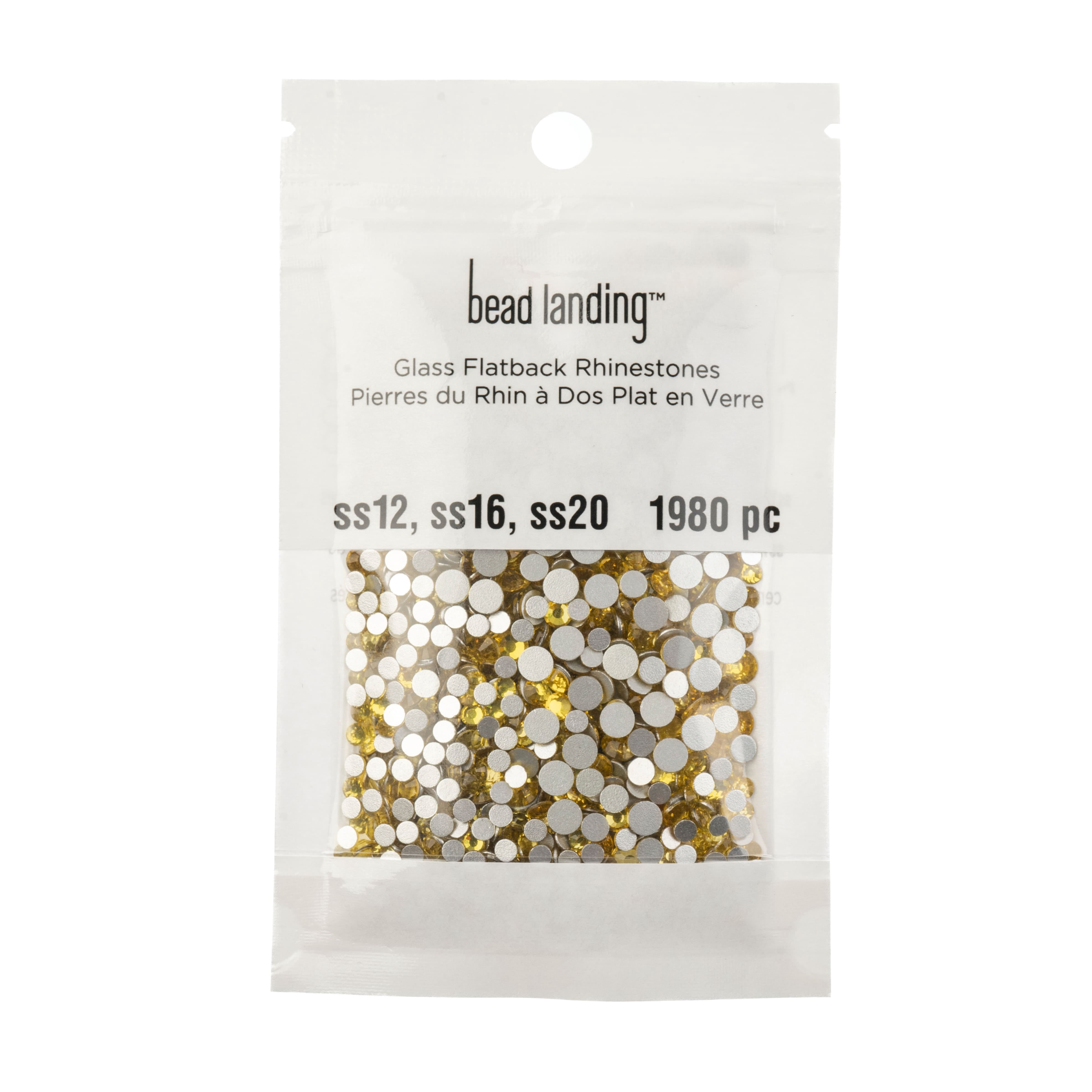 Bead Landing Combo Glass Flatback Rhinestones - SS12, SS16 & SS20 Multi-Size Faceted Gems for DIY Jewelry, Crafts & Nail Art, 12 Pack