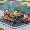 thumbnail image 2 of Noble House Lakeport 6 Piece Outdoor Acacia Wood Dining Set in Teak, 2 of 43