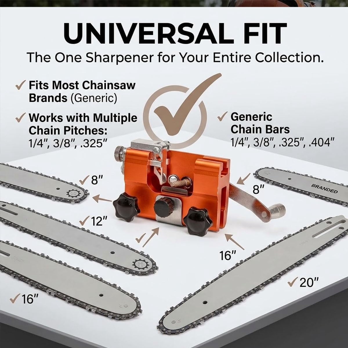Lumanee Razor wolf Chainsaw Sharpener - Portable Kit with 5 Stones, Sharpen in 3-5s, fits any 4-22" chainsaw. Beginner-friendly, portable 5-stone kit includes wrench