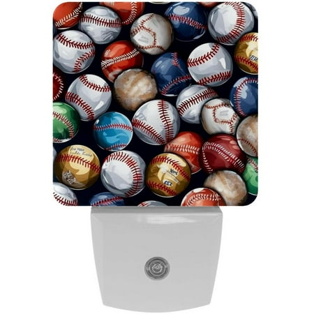 

Baseball LED Square Night Lights for a Bright and Stylish Ambiance - Ideal for Bedrooms and Hallways - Energy Efficient Plugin Lamps with Auto Sensor