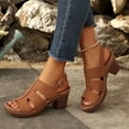 thumbnail image 3 of Rokment Women's Platform Gladiator High Heels Dressy Sandals for Woman 2026 Summer Fashionable Leather Casual Fish Mouth Peep Toe Chunky Block Heeled Slingback Dress Pumps Ladies E Size 7.5, 3 of 6