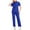 Blue, variant on Womens Medical Scrubs Uniform Set Solid Color Short Sleeve V-Neck Blouses and Loose Drawstring Pants