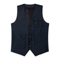 thumbnail image 5 of Donemore Men's Solid Color Sleeveless V-Neck Single-Breasted Multi-Pocket Vest Casual Daily Wear Practical Design Versatile Layering Piece, 5 of 7