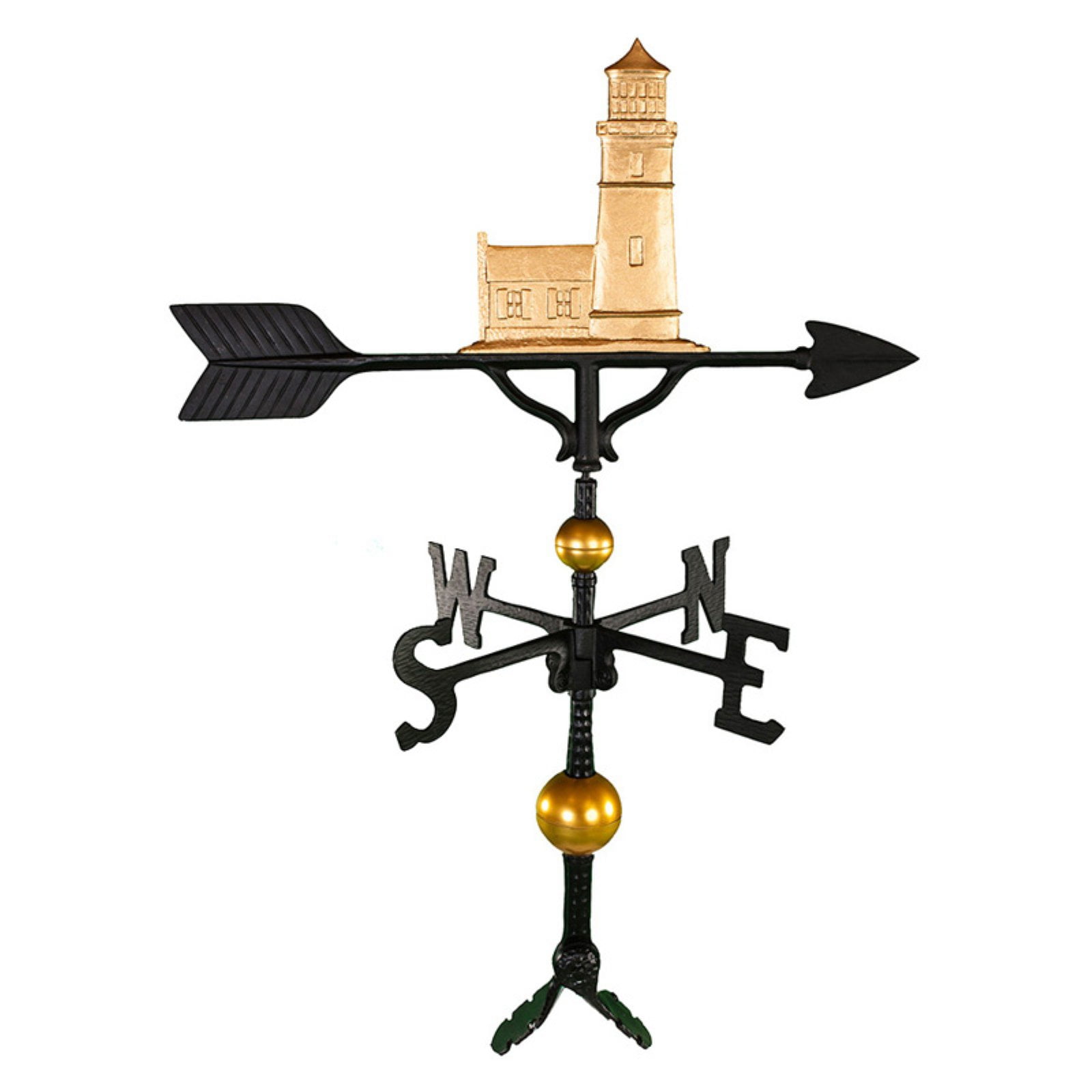 Deluxe Gold Cottage Lighthouse Weathervane 32 in. by Montague Metal Products