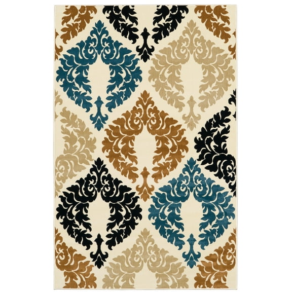 Linon Home Decor Vintage Area Rug Collection, Ivory and Beige, 5' x 7'6"