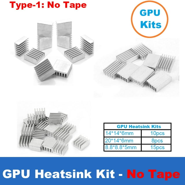 Graphics Card Cooler Heat sink Kit,33pcs Radiator Aluminum Heatsink w/ Thermal Adhesive Adhesive Tape GPU,VGA Video Card Heating Kit No Tape