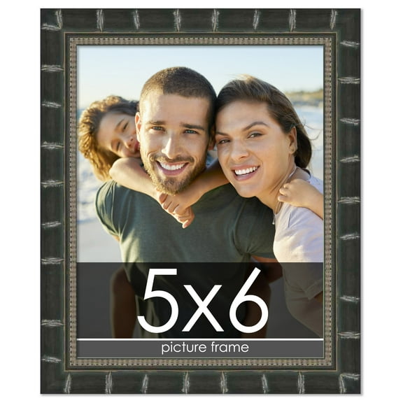 5x6 Bamboo Black Complete Wood Picture Frame with UV Acrylic, Foam Board Backing, & Hardware