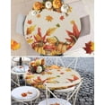 thumbnail image 6 of Round Fitted Tablecloths with Elastic Edge Thanksgiving Farm Pumpkin Maple Leaf Oil-Proof Waterproof Wipeable Table Cover for Kitchen Dining Party Decor Fall Plant Retro Linen Table Clothes,36" - 44", 6 of 6
