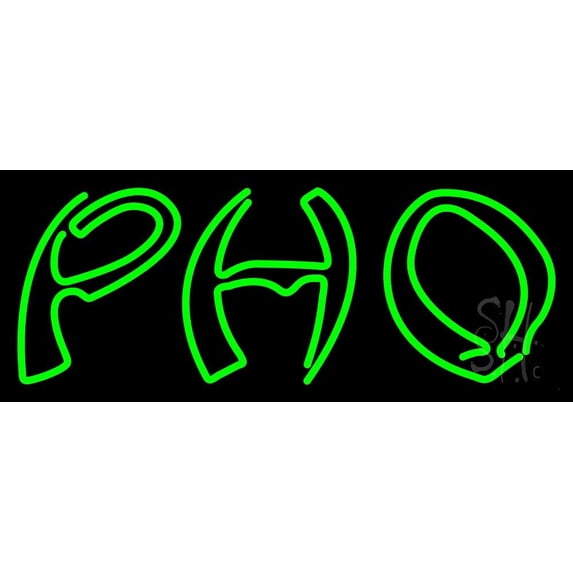 Double Stroke Pho LED Neon Sign 10 x 24 - inches, Clear Edge Cut Acrylic Backing, with Dimmer - Bright and Premium built indoor LED Neon Sign for restaurant window and interior decor.