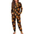 thumbnail image 2 of DISNIMO Women Pajama Set Pumpkin Star Printed Long Sleeve Sleepwear with Elastic Hairband 4 Piece Lounge Set with Pockets Casual Loose Nightwear with Long Pajama Pants, S, 2 of 7