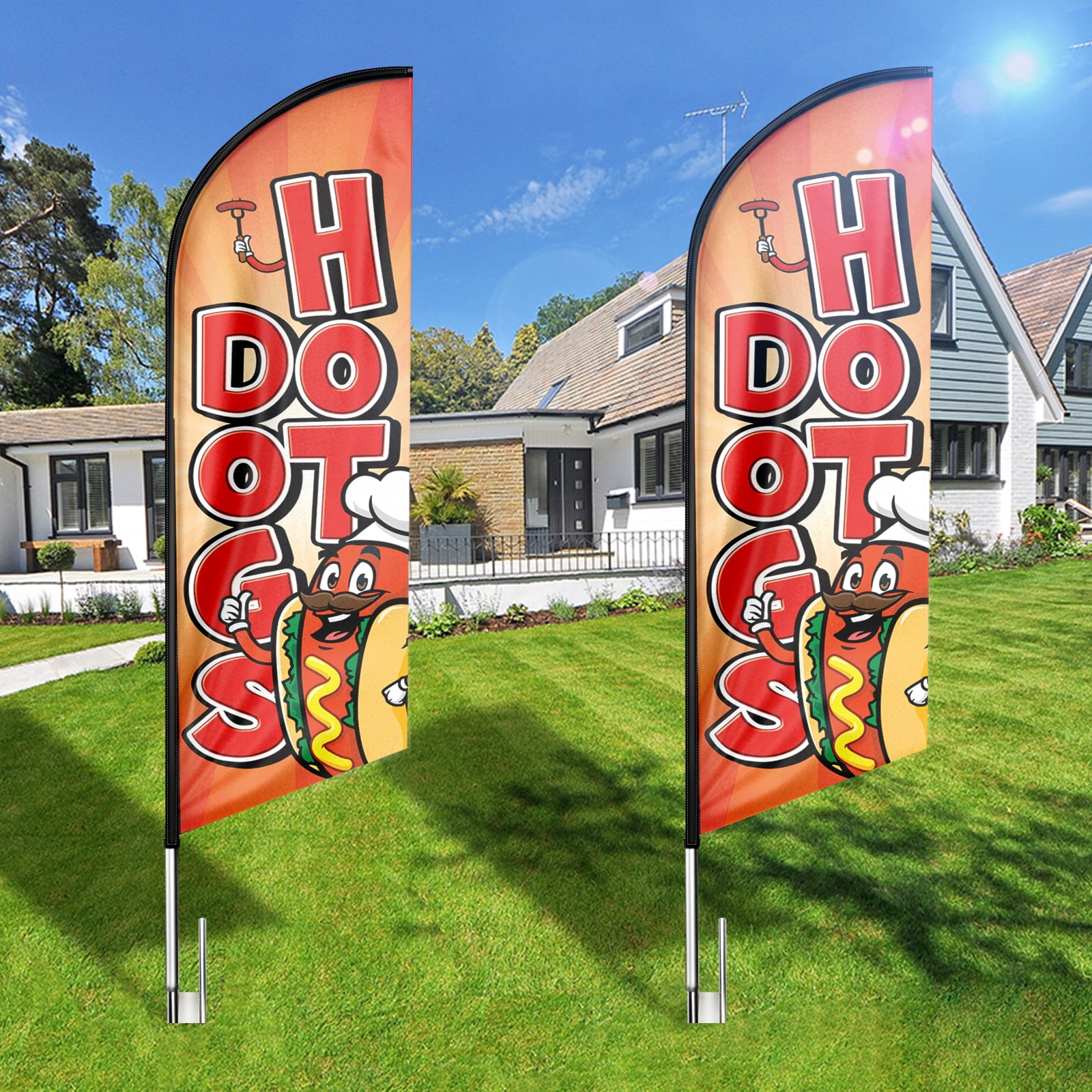 Hot Dogs Sign Feather Flag ,8FT Hot Dogs outdoor advertising flag, Hot Dogs Business Sign,Hot Dogs Swooper Flag（FLAG ONLY）