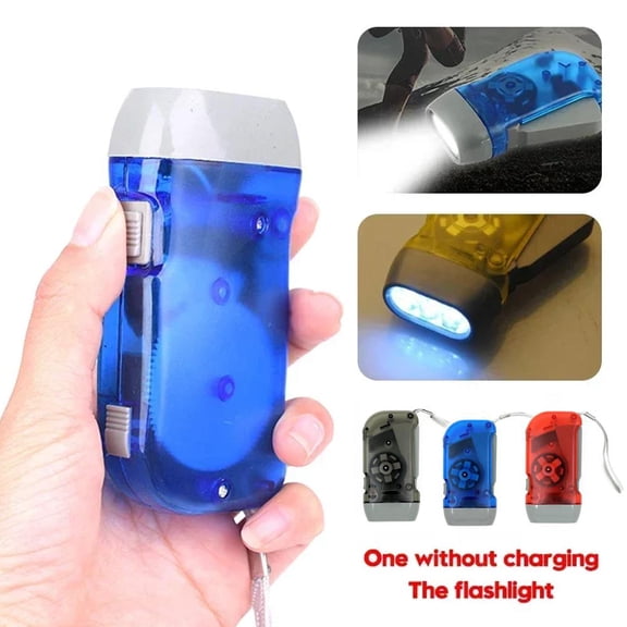 Hand Crank Emergency Flashlight, No Battery Required, 3 LED Bright Lights, Portable Wind-Up Flashlight for Camping, Hiking, Outdoor