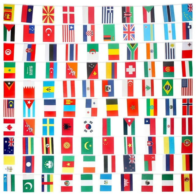 Banderines del Campeonato Deportivo Banderas de juegos deportivos Banderines del Campeonato con 100 banderas de los equipos participantes para decorar jardines, bares y fiestas