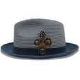 thumbnail image 3 of Men's Braided Two Tone Stingy Brim Pinch Fedora Hat in Navy - H73, 3 of 5