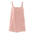 thumbnail image 4 of Women's Cotton Solid Color Square Neck Sleeveless Mini Dress Back Zipper Casual Short Dress with Pockets for Summer Daily Wear Pink S(S), 4 of 8