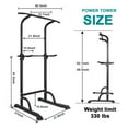 thumbnail image 2 of HUJHKIO Adjustable Power Tower for Home Gym, Pull Up Bar Dip Station with PU Pads, Heavy Duty 330 LBS Capacity, for Pull-Ups, Dips, Push-Ups, Workout Equipment for Strength Training, Black, 2 of 7