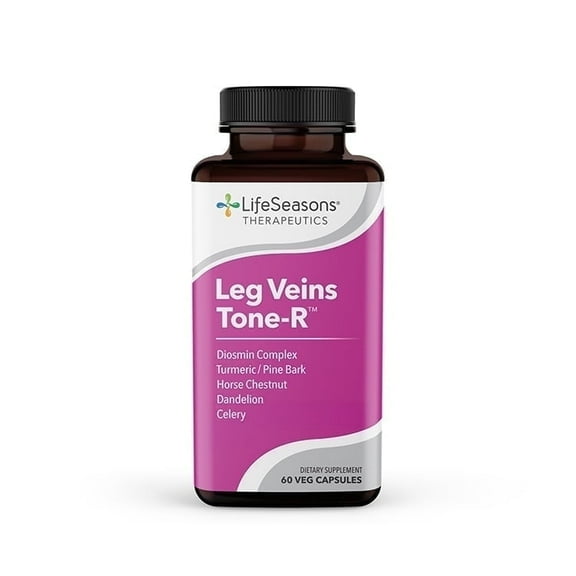 LifeSeasons Leg Veins Tone-R - Supports Vein Health & Circulation - Reduces Spider Veins, Restlessness & Heavy Legs - Enhances Vascular Strength - Diosmin, Horse Chestnut & Turmeric - 60 Capsules