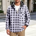 thumbnail image 2 of Button Plaid Shirts for Men,Long Sleeve Hooded Pullover Top with Drawstring and Chest Pocket,Trendy Casual Outfits, 2 of 7