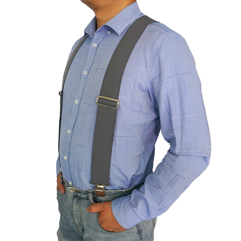 Brooks Brothers Men's Adjustable Suspenders Braces Attachment Blue Stripes  