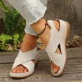 thumbnail image 5 of Eltusu Women Platform Sandals, Open Toe Vacation PU Ankle Strap Dress Sandals Shoes Beige Size 9, 5 of 8