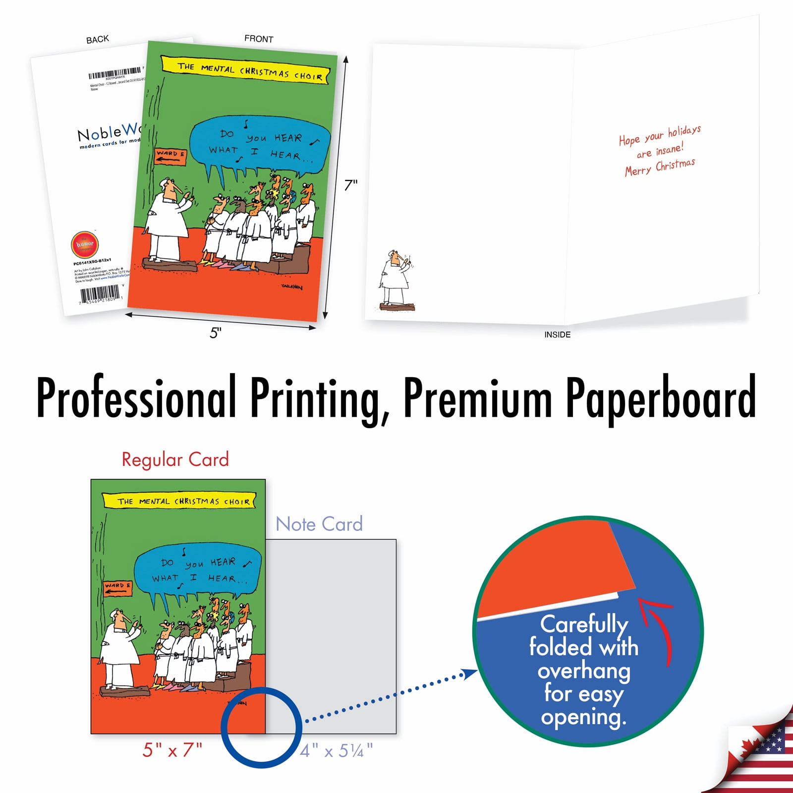 Pack of 12 Christmas Greeting Cards (1 Design, 12 Cards) - Insane Choir