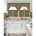 thumbnail image 4 of Red Green Watermelon Swag Kitchen Curtains Sets for Windows 24 Inch Length, Botanical Black White Stripe Vintage Short Window Curtain Panels Swags Valances and Tiers 3 Piece Set for Cafe/Dining Room, 4 of 5