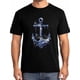 thumbnail image 1 of Camiseta de manga corta con ancla azul náutico para hombre, cuello redondo, flores y olas del océano, color negro-S, 1 of 8