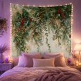 thumbnail image 2 of Lush Holly and Berry Garland Against Textured Off-White Background, Cozy Rustic for Botanical Lovers, Elegant Festive Wall Art, Christmas Gift Tapestry Wall Hanging for Living Room and Bedroom, 2 of 7