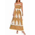 thumbnail image 3 of Vestido de Tirantes Finos con Estampado Floral y Bolsillos en Color Caqui Talla S, 3 of 7