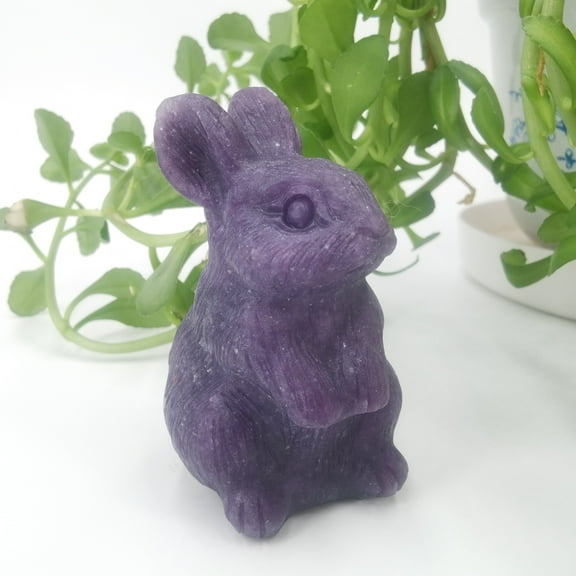 Crystland 2"+ Carved Natural Lepidolite Rabbit Quartz Crystal Skull Reiki Healing 1PC