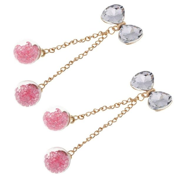 2 Piezas Diamante Crystal Bow Ftback Adorno Con Bor Pendientes De De Cristal Para Botones Decorativos, Pinzas Para El cabellero, Bolsos Colgantes, Caja Del Teléfono DIY Y Accesorios rosado BLESIY Botones de adornos de cristal