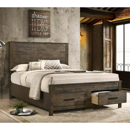 Newboti Furniture Rustic Golden Brown Queen Storage Bed NO.69574