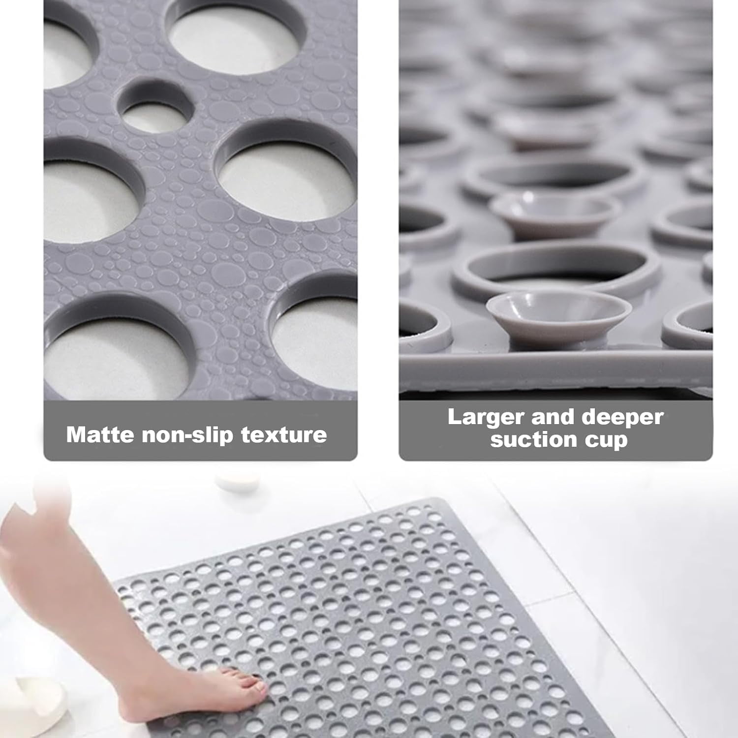 Casa and Beyond Shower Mat, Shower Mat with Suction Cup, Washable Non-Slip Bathtub Mats, Easy to Clean for Bathroom