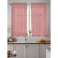 thumbnail image 2 of Vintage Peach Pink Curtains 54 Inch Length,Sheer Curtains for Bedroom Living Room Window Farmhouse Retro Solid Color Linen Texture Voile Drapes Kitchen Curtains Small Half Window 52"x54" 2 Panels, 2 of 7