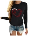 thumbnail image 3 of Pompotops Femmes Imprimé Décontracté Col Rond Manches Longues T-shirt Tunique Tops Blouse, 3 of 8