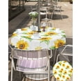 thumbnail image 5 of nqOlkjepod Sunflower Outdoor Tablecloth with Umbrella Hole & Zipper, Yellow Summer Floral Watercolor Round Table Cover 54 Inch, Dining Waterproof Table Cloth Protector for Patio/Party/Picnic, 5 of 7
