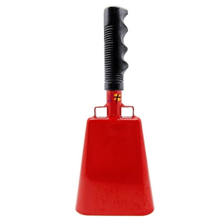 9.6 inch Red Bell Black Handle Cowbell with Stick Grip Handle Used for Cheering at Sporting Events - Cow Bell by Stewart Trading