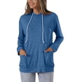 thumbnail image 2 of Women's Sports Hooded Pocket Long Sleeved Sweatshirt, Classic Simple Design Versatile Fashionable Athletic Wear, Cool Breathable Moisture Wicking Fabric for Daily Leisure, Gym Workouts Blue L, 2 of 6