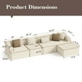 thumbnail image 5 of SUMMIT LIVING 134" Modular Sectional Sofa with Deep Seat, L-Shaped Comfy Corduroy Cloud Couch with Ottoman, No Assembly Required, Beige, 5 of 5