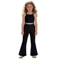 thumbnail image 4 of shoper Girls Uniform Pants Kids Girl High Waisted Stretchy Flare Dress Pant Bell Bottom Yoga Leggings Preppy Clothes Black, 4 of 4