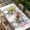 White, variant on Pink Flowers Yak Table Cloths for 6 Foot Rectangle Tables, Vintage Spring Floral Bathtub Retro Art Rustic Patio Waterproof Elastic Fitted Tablecloths, Washable Rectangular Table Cover for Camping