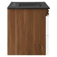 thumbnail image 3 of Wall Mount Sink Vanity Cabinet, White Walnut Black, Wood, Mid Century Hotel Bedroom Bathroom, Modern Contemporary HB33692, 3 of 9
